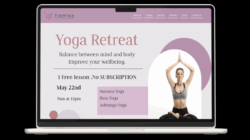 Mockup MacBook per sito web Hamsa Yoga con design minimal