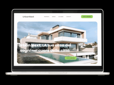 Mockup sito web Urban Next su MacBook per agenzia immobiliare con design moderno e intuitivo