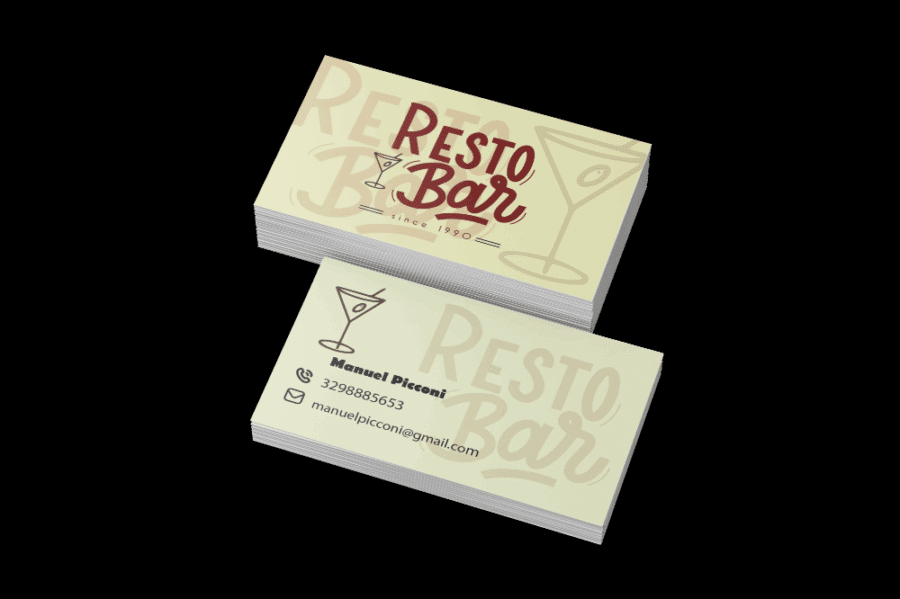 Mockup biglietto da visita per ristorante Resto Bar con design elegante