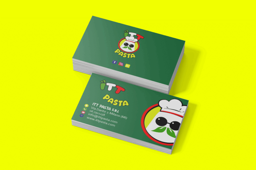 Mockup biglietto da visita ristorante ITT Pasta con design moderno