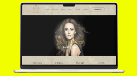 Mockup MacBook per sito web Nicky Aldeira Hair Stylist con design professionale